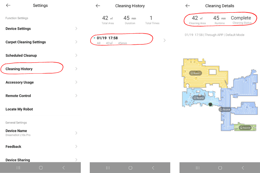 Reinigungshistorie wird in der Dreame L10s App eingesehen.